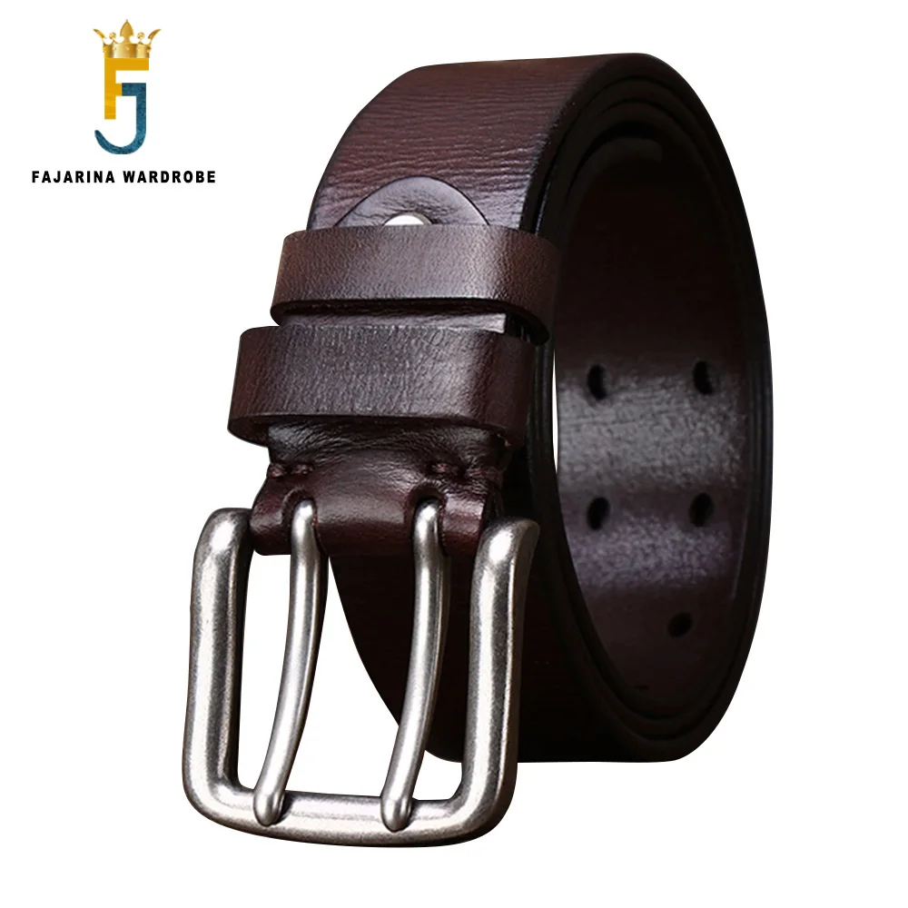 FAJARINA Top Quality Personality Men's Cowhide Genuine Leather Belt Western Retro Styles Cowskin Double Pin Belts Jean N17FJ1153