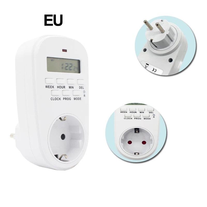 ManHua EU/US/UK/VN Plug Electronic Digital Timer Switch Outlet 230V 50HZ 24 Hour Cyclic Programmable Timer Socket 4