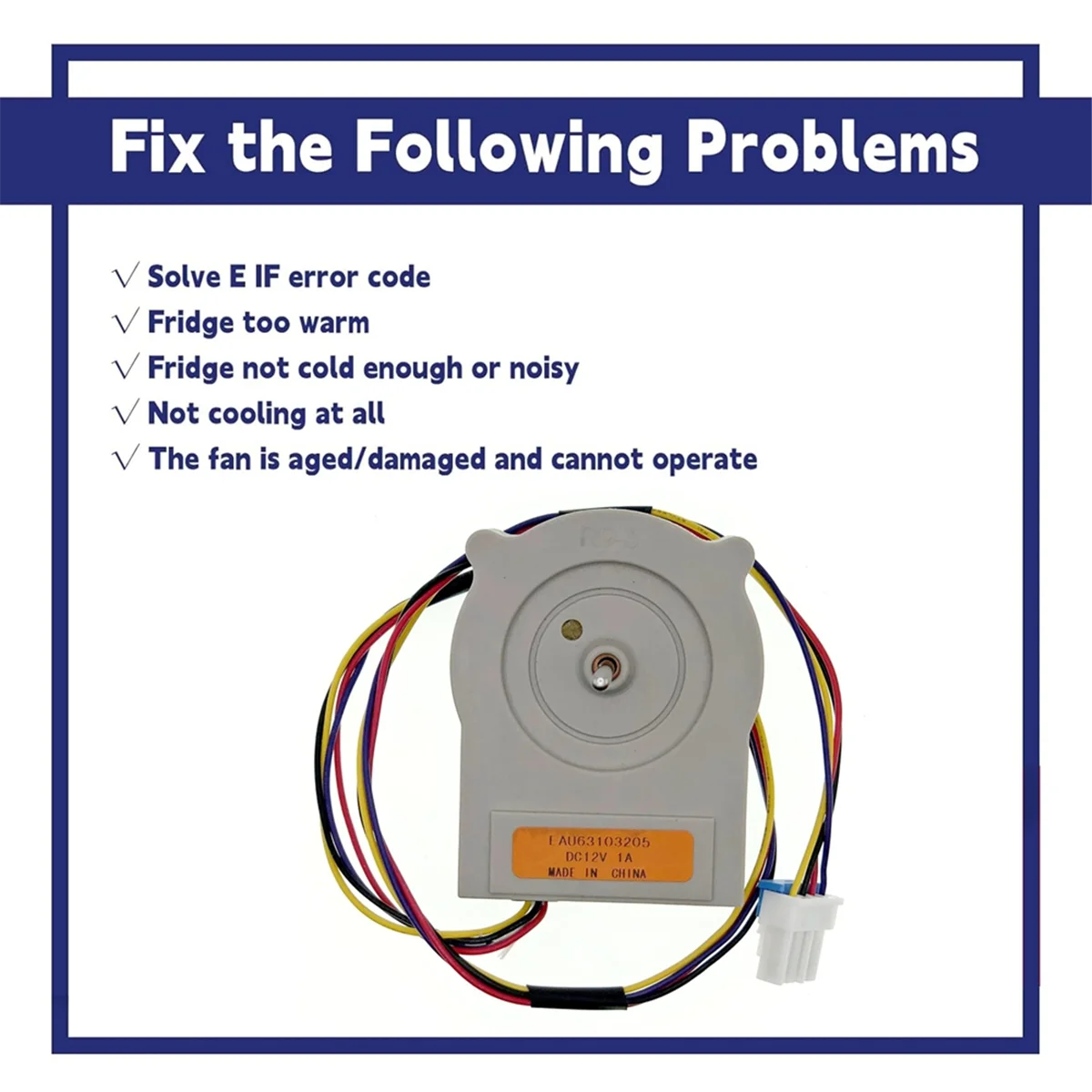 EAU63103205 Refrigerator Condenser Fan Motor for LG Refrigerators Replaces 73132 73133 LFXS24623B DC 12V 4-Pin Fan Motor HOT