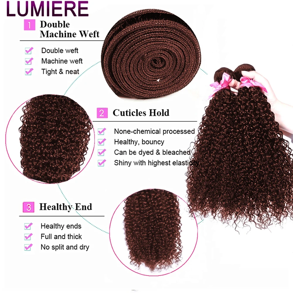 Brazilian 15A Raw Virgin Human Hair Bundles #33 Auburn Brown Afro Deep Kinky Curly human hair extensions human hair for braiding