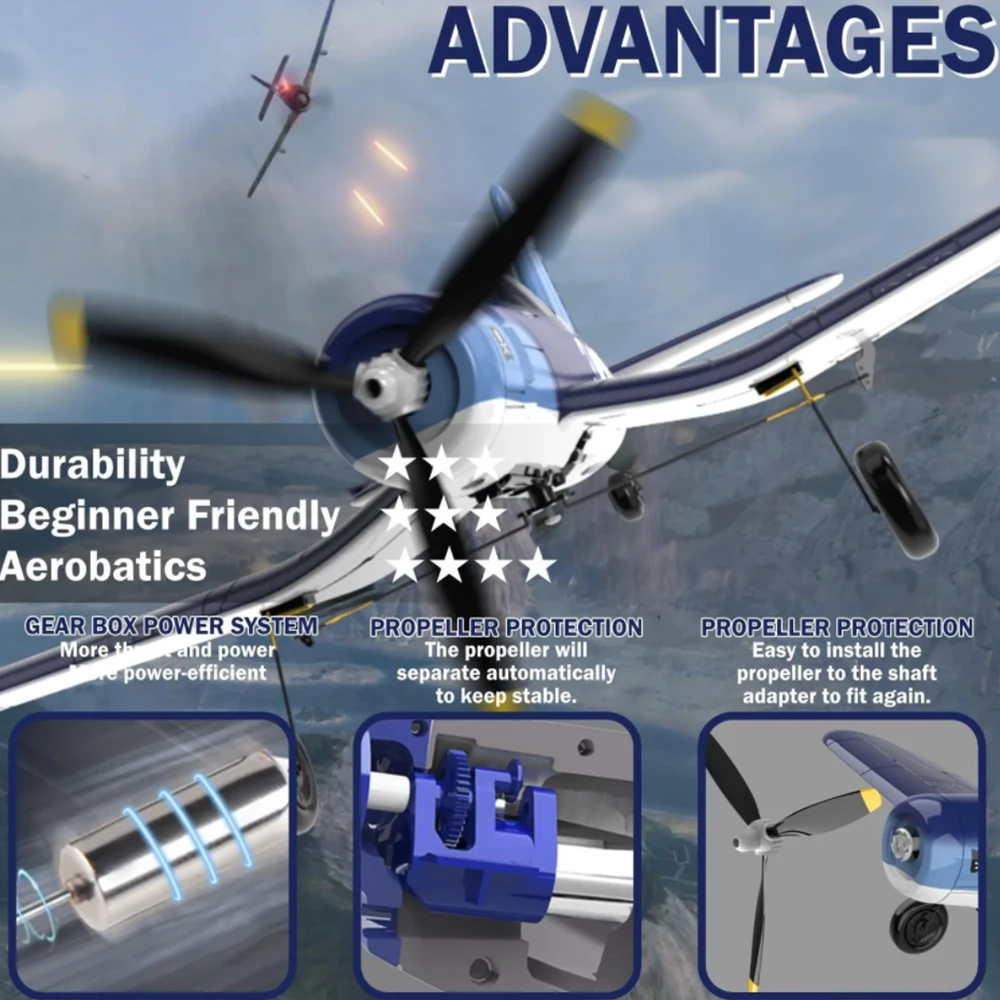 New Volantexrc F4U Corsair RC Plane Aerobatics 2.4G 4CH EPP Foam 400mm Wingspan Remote Control Airplane Aircraft Fighter761-8 V2 4