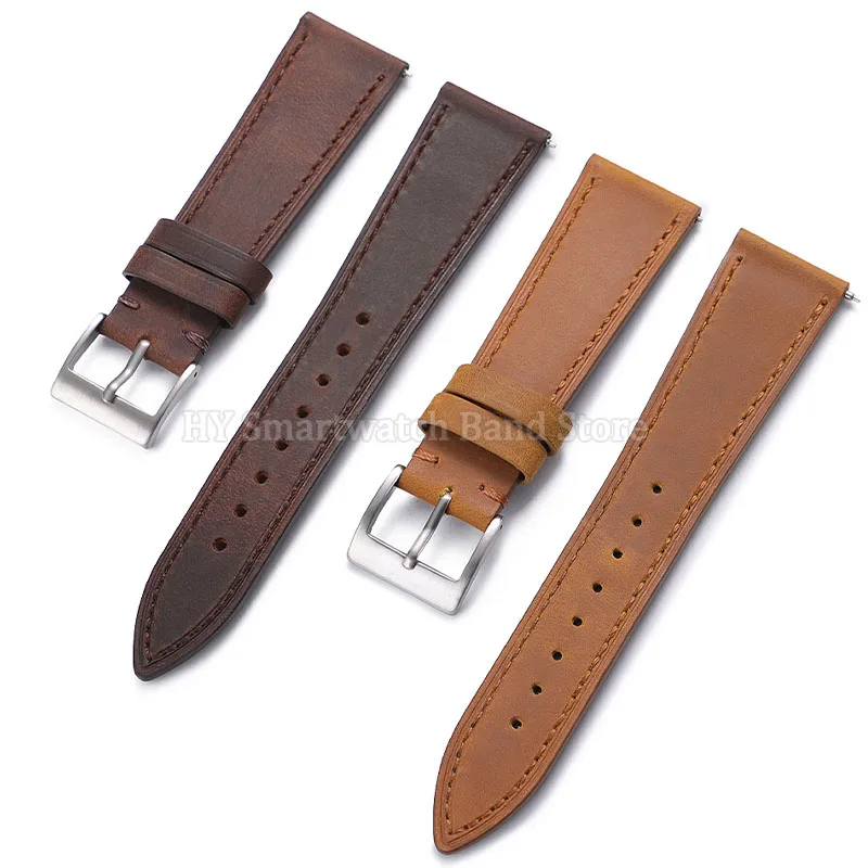 Elegant Universal Leather Watch Strap - Quick Release Fashion Band in Black and Brown