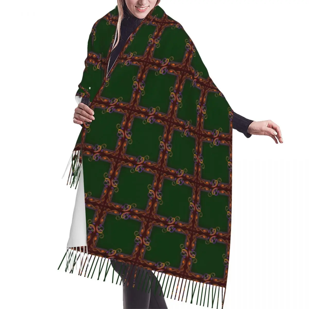 

Stylish Multicolor Pattern In The Arabian Style Tassel Scarf Women Winter Warm Shawl Wrap Lady Fashion Luxury Versatile Scarves