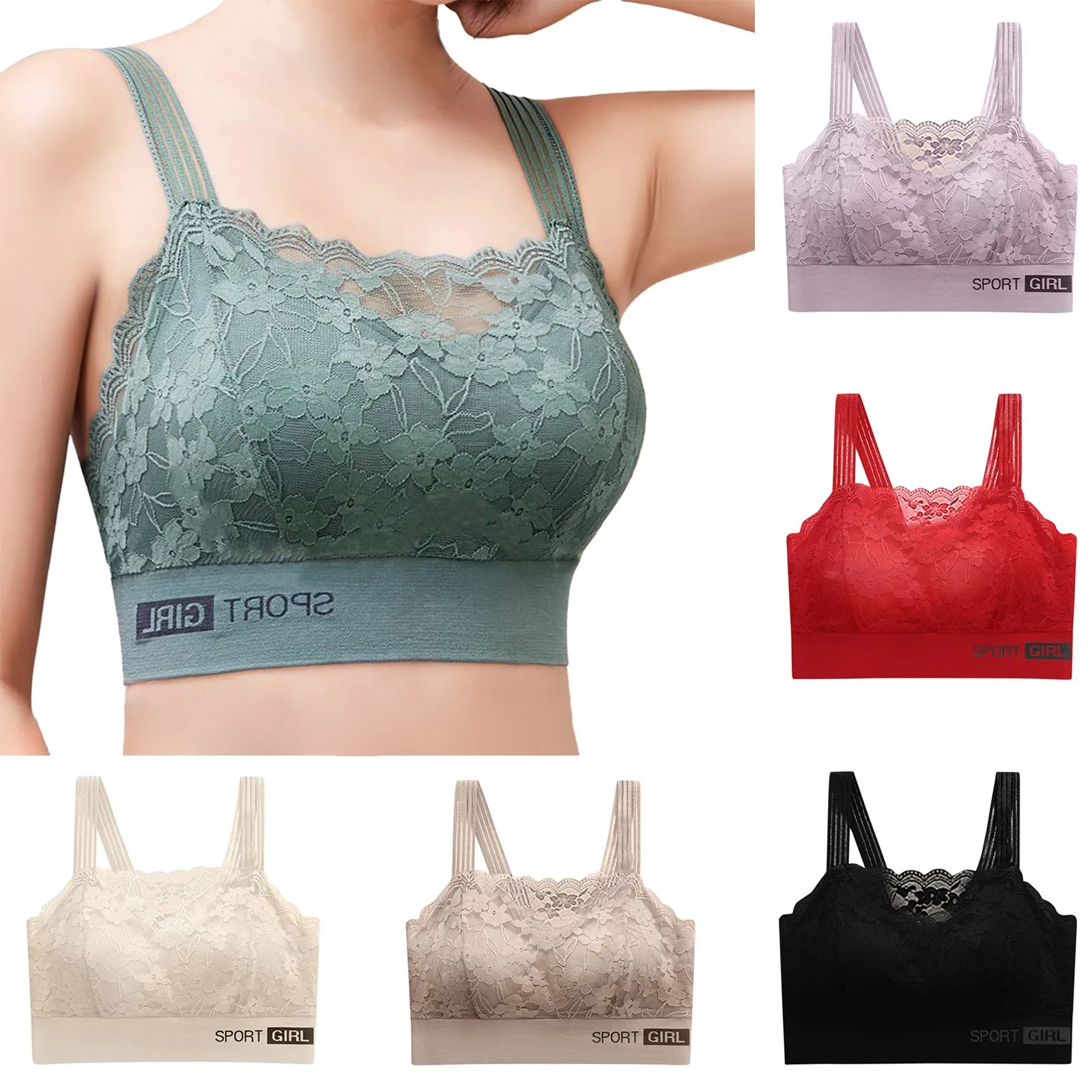 

Women Fashionable Solid Color Flower Lace Trackless Sexy Gathering Women Bras Wireless Cotton Womens Bras No Underwire Padded