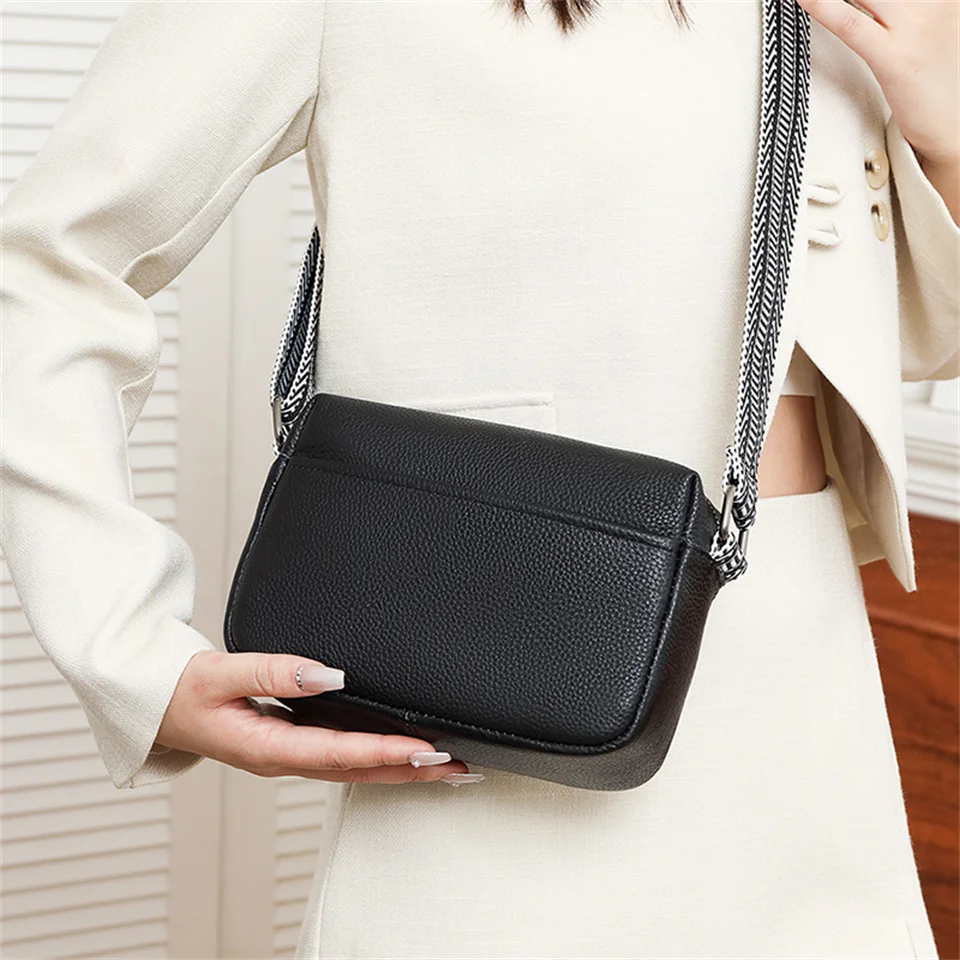 Women Cowhide Shoulder Bag Travel Luxury Tote Handbag Messenger Bag Female Satchel Pack Crossbody Phone Purse