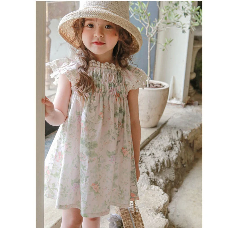 

New Toddler Baby Girls Party Dresses Summer Kids Girls Dress Cotton Flower Sleeveless Outwear Lovely Infant Costume Clothes Lace