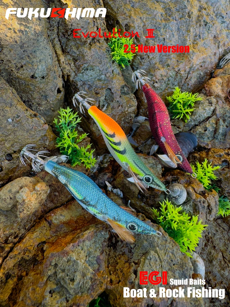 FUKUSHIMA III 2,5 SQUID HOOK WOOD SHRIMP KIKURA SUSUKE BODY EGI FISHING UV LIGHT SHARP HOOK LURE BAITS GLOW BODY – Detail 9