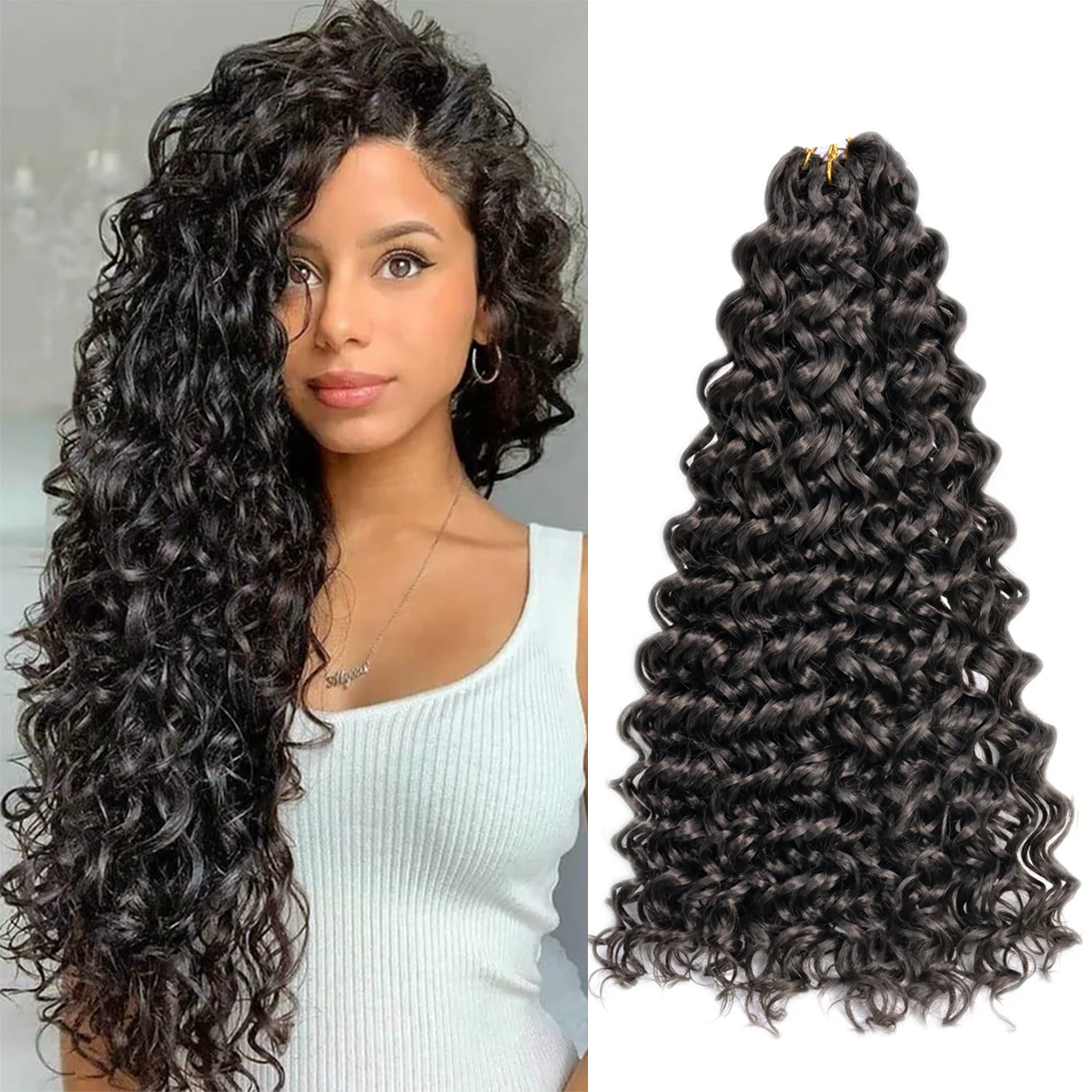 Gogo Curl Crochet Hair Synthetic Deep Wave Beach Curl Crochet Braiding Hair Extensions Water Wave for Women