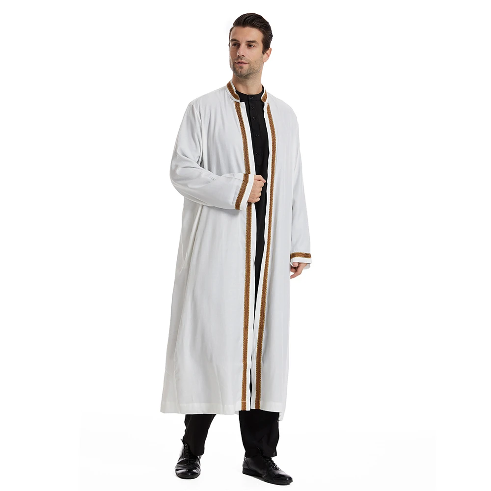 Muslim Men Jubba Thobe Traditional Islam Clothing Ramadan Kaftan Robe Saudi Open Abaya Caftan Jubah Dubai Arab Dress Middle East