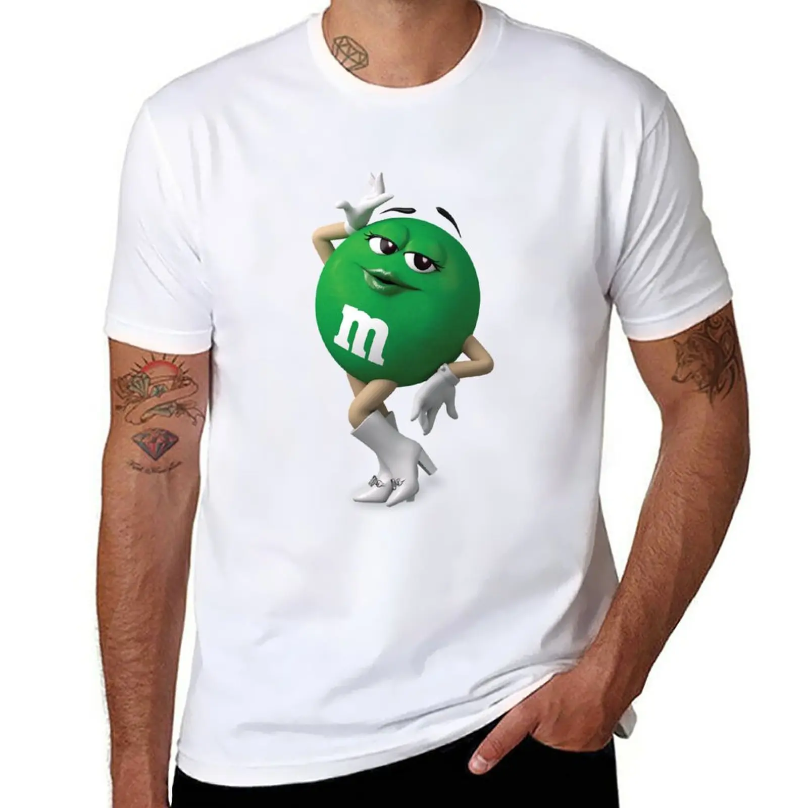 

New Green M&M T-Shirt man clothes Short sleeve custom t shirts customized t shirts fruit of the loom mens t shirts