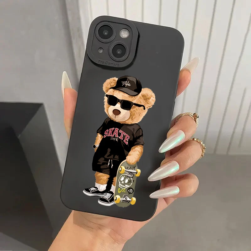 Charming Teddy Bear Couple Cartoon Soft Silicone Phone Case