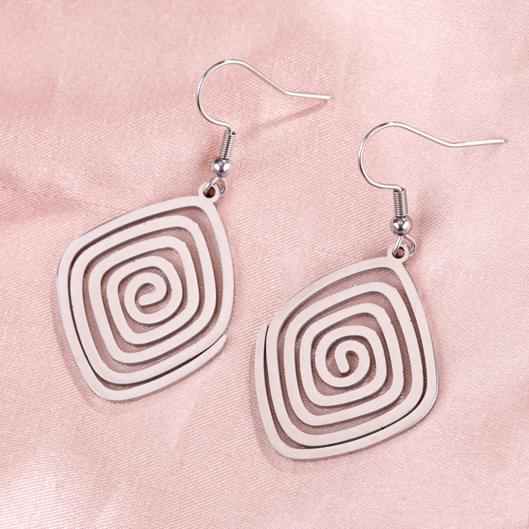 Dawapara Geometrische Spirale Ohrringe Cho Ku Rei Swirl Akasha Göttin Symbol Anhänger Edelstahl Schmuck – Detail 17