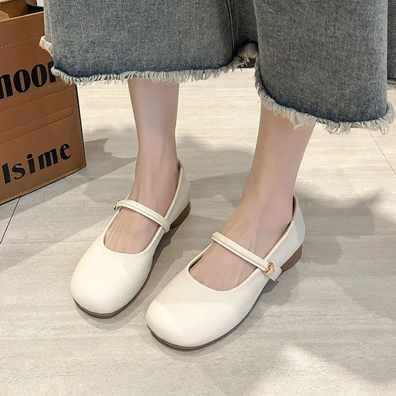 2024 Spring and Summer New Vintage Mary Jane Versatile Low-Cut Comfortable Soft Bottom Bean Shoes