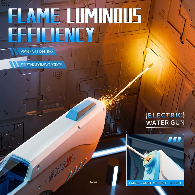 Water Guns Flame Luminous Children Electric Water Gun Summer Outdoor Toys Automatic Water Absorption Large Capacity Kids Gun for Boys