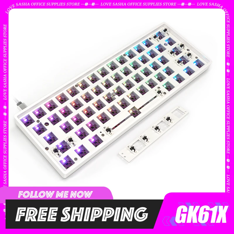 

Комплект клавиатуры GK61X V3 LITE, горячая Распродажа, сменная Проводная клавиатура 60% RGB с монтажной печатной платой, прокладка, набор клавиш на заказ, подарок для Win Mac