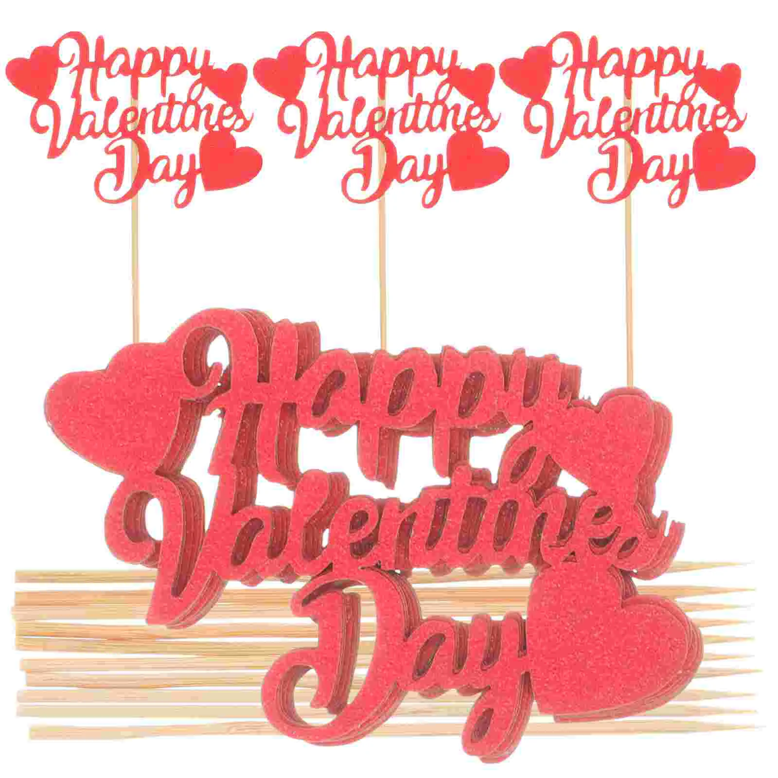 

20 Pcs Valentine's Day Card Party Cupcake Decoration Decorate Toppers Paper Ornament