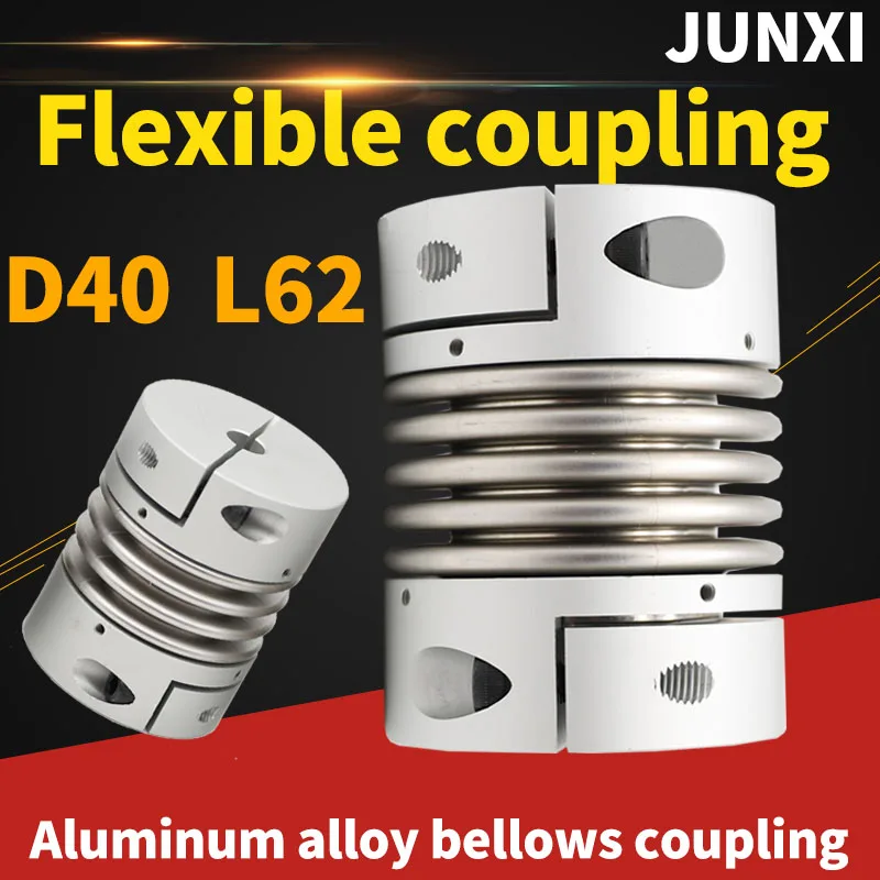 Acoplamento Alto do Torque do Metal da Liga de Alumínio com Keyway Fole do Metal Aço Inoxidável Codificador Elástico Parafuso do Motor D40 L62