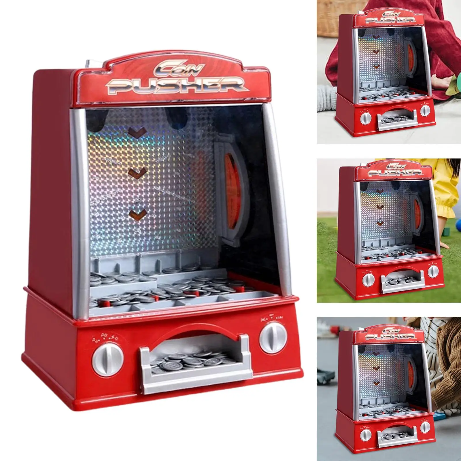 Electronic Arcade Game Machine with 150 Game Tokens with Light and Sound Exciting Play Tabletop Game Birthday Gift for Kids 4