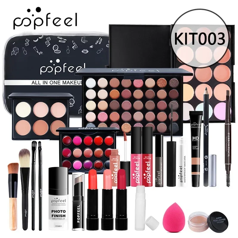 Makeup Kit Full Professional Eyeshadow Lip Gloss Blush Foundation Lip Gloss Lipstick Make Up Set POPFEEL