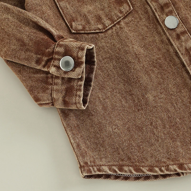 1-5Y Fashion Kids Boys Autumn Shirts Jacket Denim Solid Long Sleeve Single Breasted Pocket Coats kids jackets