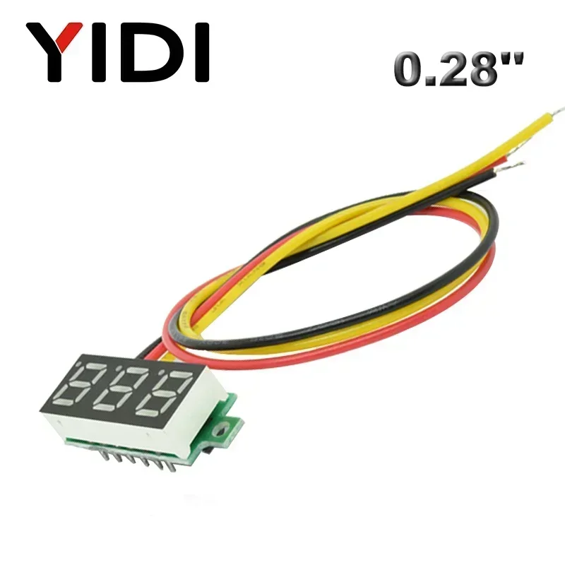 0.28 인치 DC 0-100V LED 디지털 전압계 DC2.5-30V 자동차 오토바이 빨간색 녹색 파란색 LED 전압 판독 교정 가능 테스터 미터