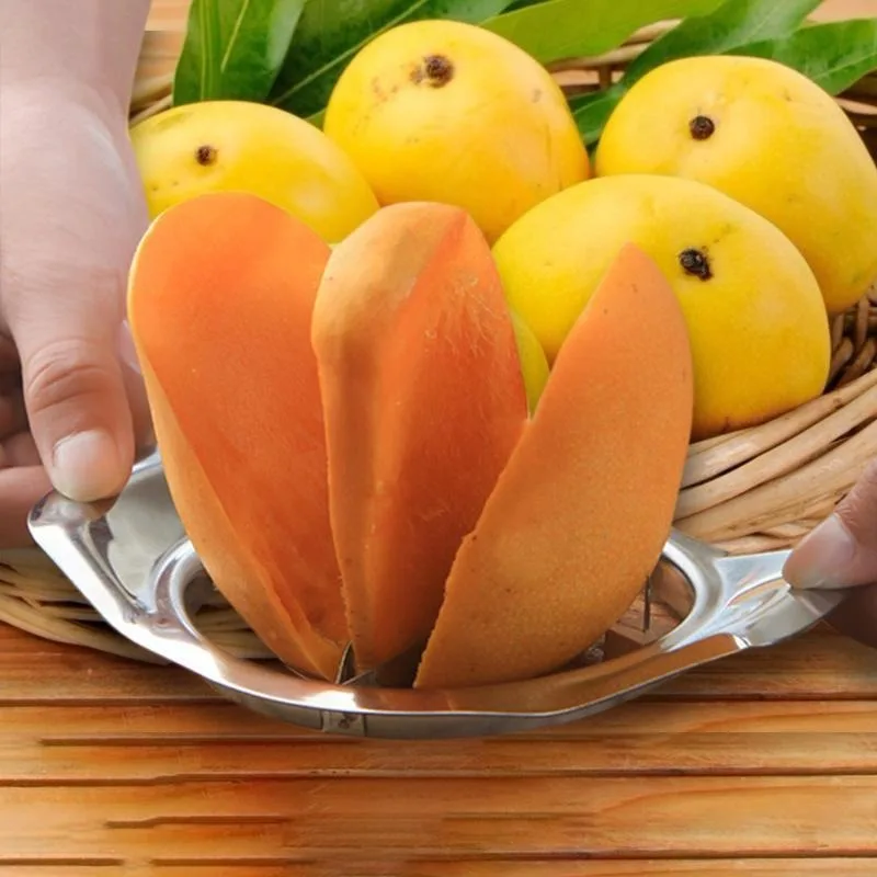 Description Picture 2 of item1pc Stainless Steel Mango Cut Pitter Mango Core Remover Splitter Fruit Peach Slicer Cutter Kitchen Gadget Accessories