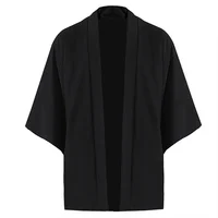 Black Samurai Clothing Japanese Style Cosplay Kimonos Shirt Traditional Haori for Women Men Harajuku Fashion Cardigan Yukata - Image 4