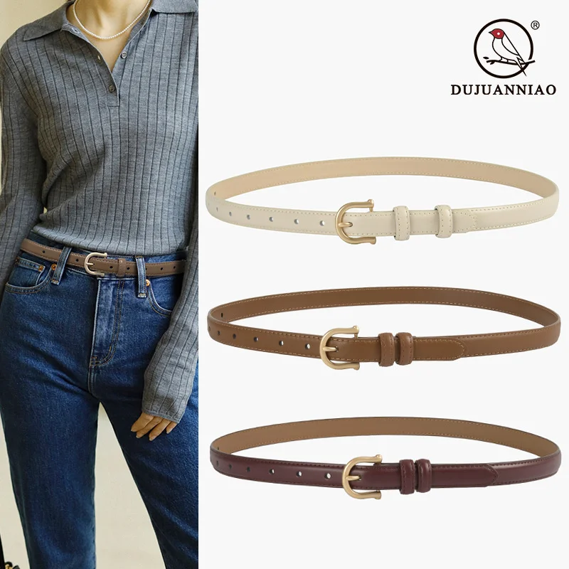 

100% genuine real leather Thin Belt Women's Simple and Fashionable Korean Version Trouser Female Student Trend Network Red Commu