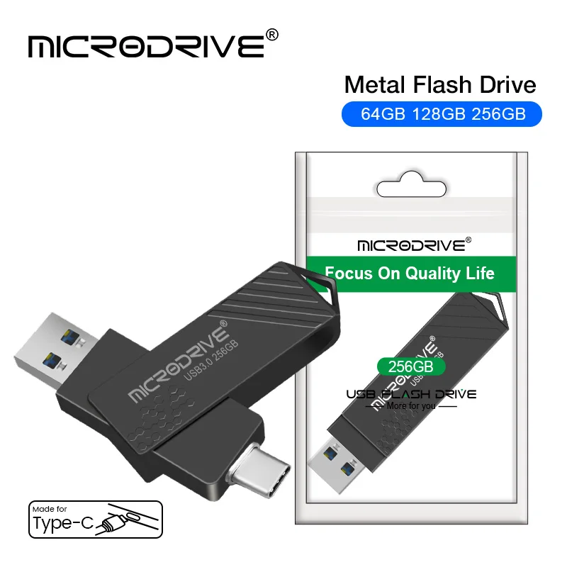 Type-C USB 3.0 2 IN 1 Pen Drive 256GB/128GB/64GB Multi-format Compatible U Disk