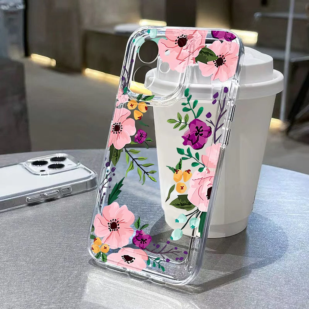 Pink Flower Silicone Phone Case - Stylish Protection Cover