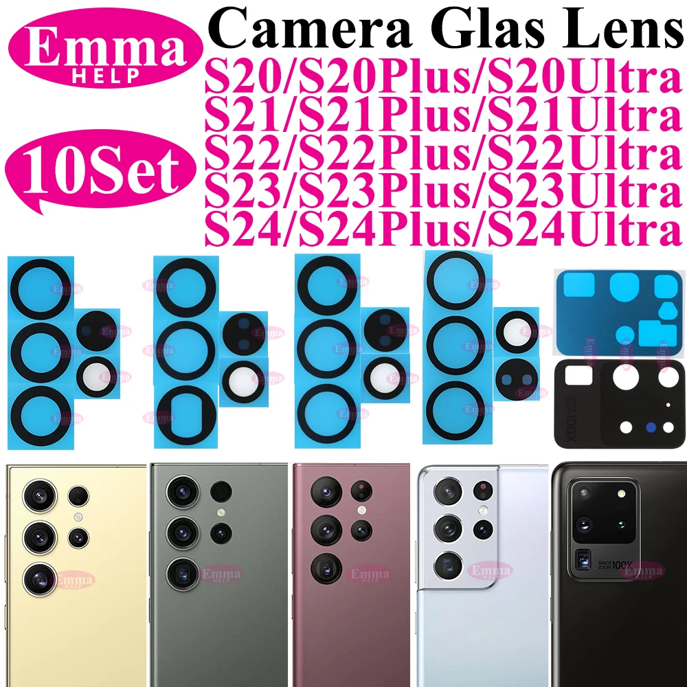 Premium Back Rear Camera Glass Lens Replacement - 10 Pack with Adhesive