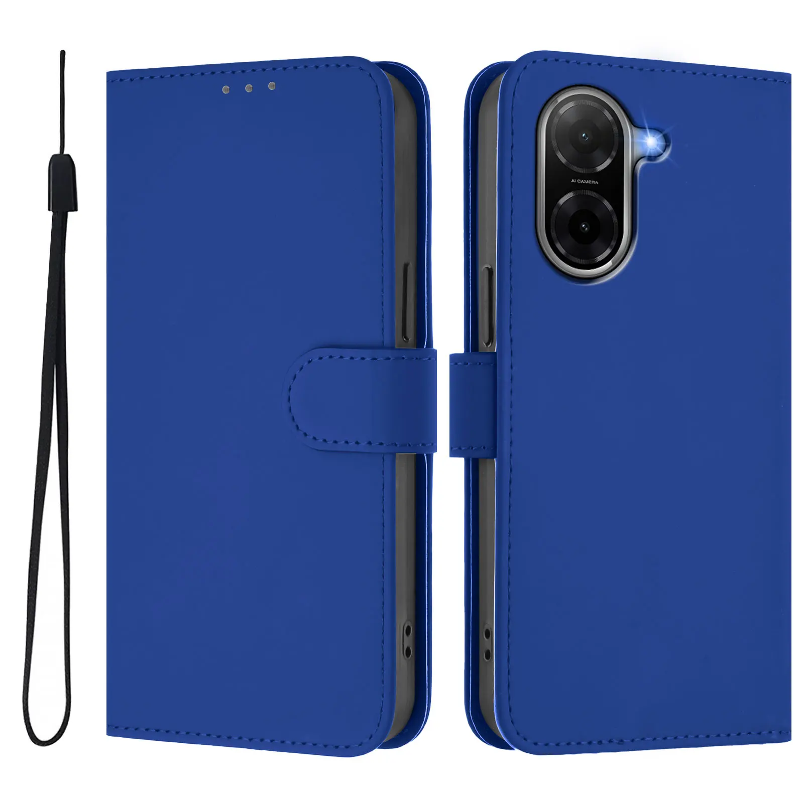 Premium Wallet Flip Cover Phone Case with Lanyard and Magnetic Buckle