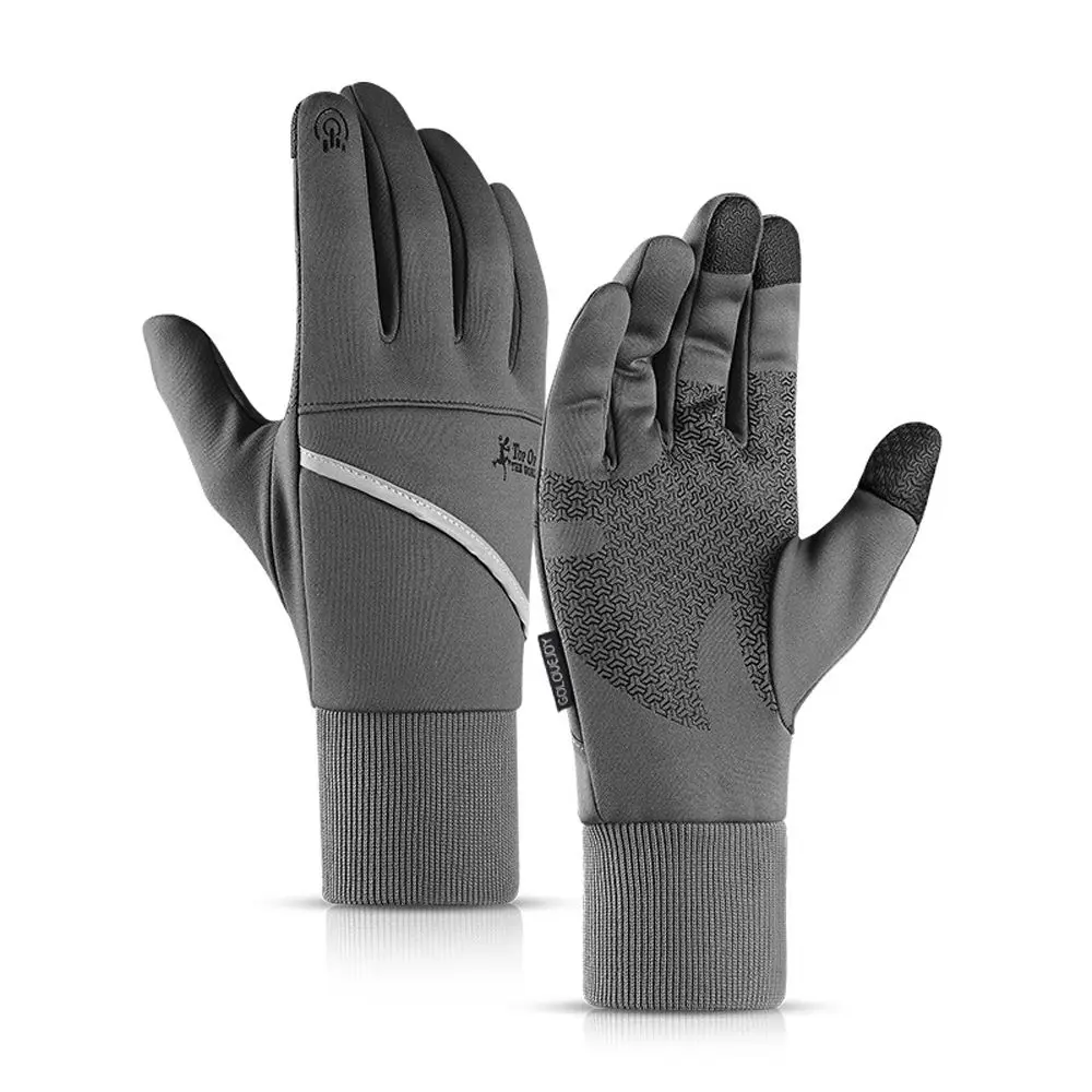 Silicone Anti-sweat Reflective Logo Autumn Winter Gloves Fashion Male Mitten Touch Screen Gloves Men Outdoor Gloves 2020 winter men knitted gloves touch screen high quality male mitten thicken warm wool cashmere solid men business gloves autumn