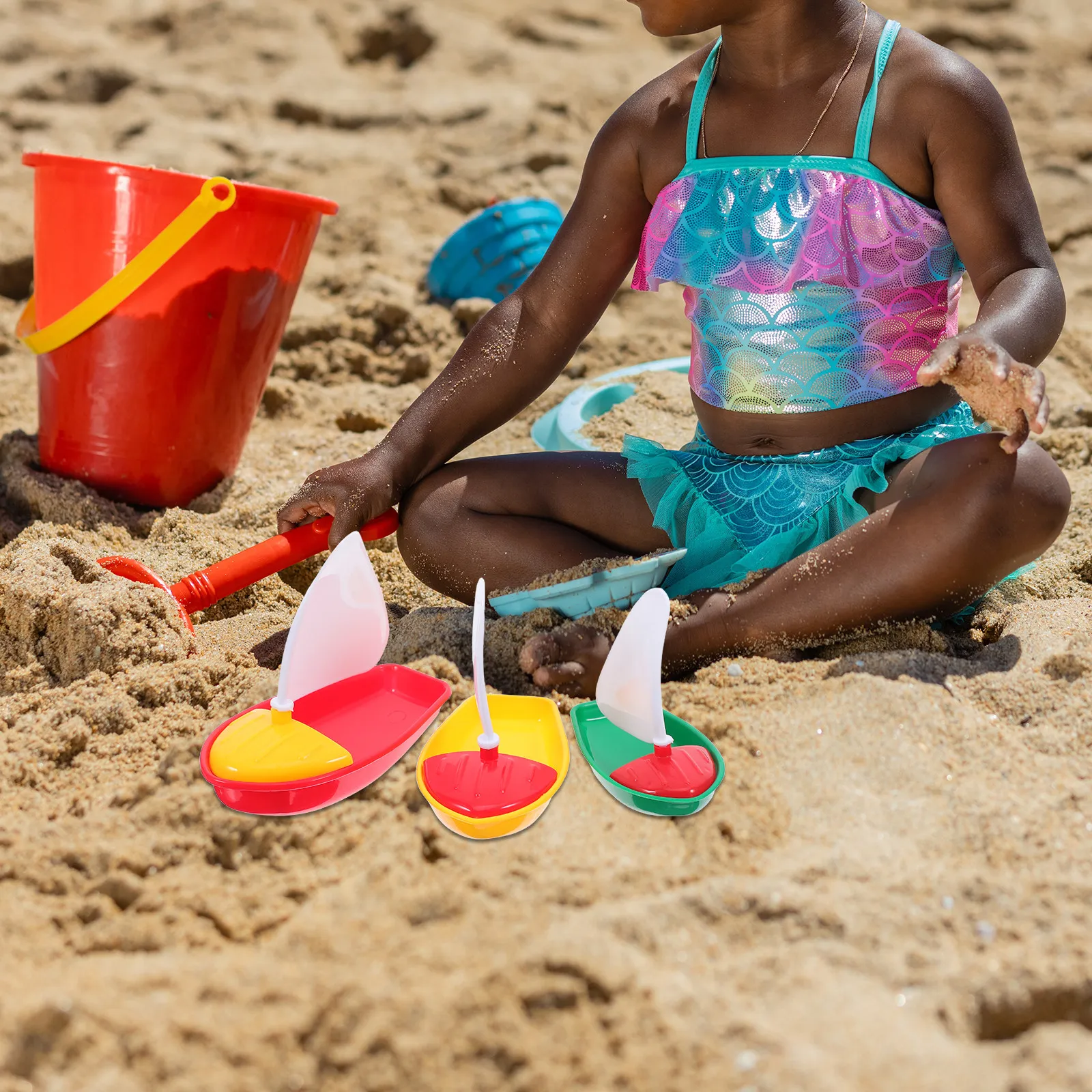 6Pcs 해변 항해 장난감 경량 플라스틱 어린이 수영장 수영 야외 보트 세트 부모 자녀 재미 보트 장난감 욕조 장난감