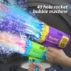 One Pack Of Children's 40 Holes Rocket Launcher Handheld Portable Electric Automatic Bubble Gun LED Light For Boys And Girls 3