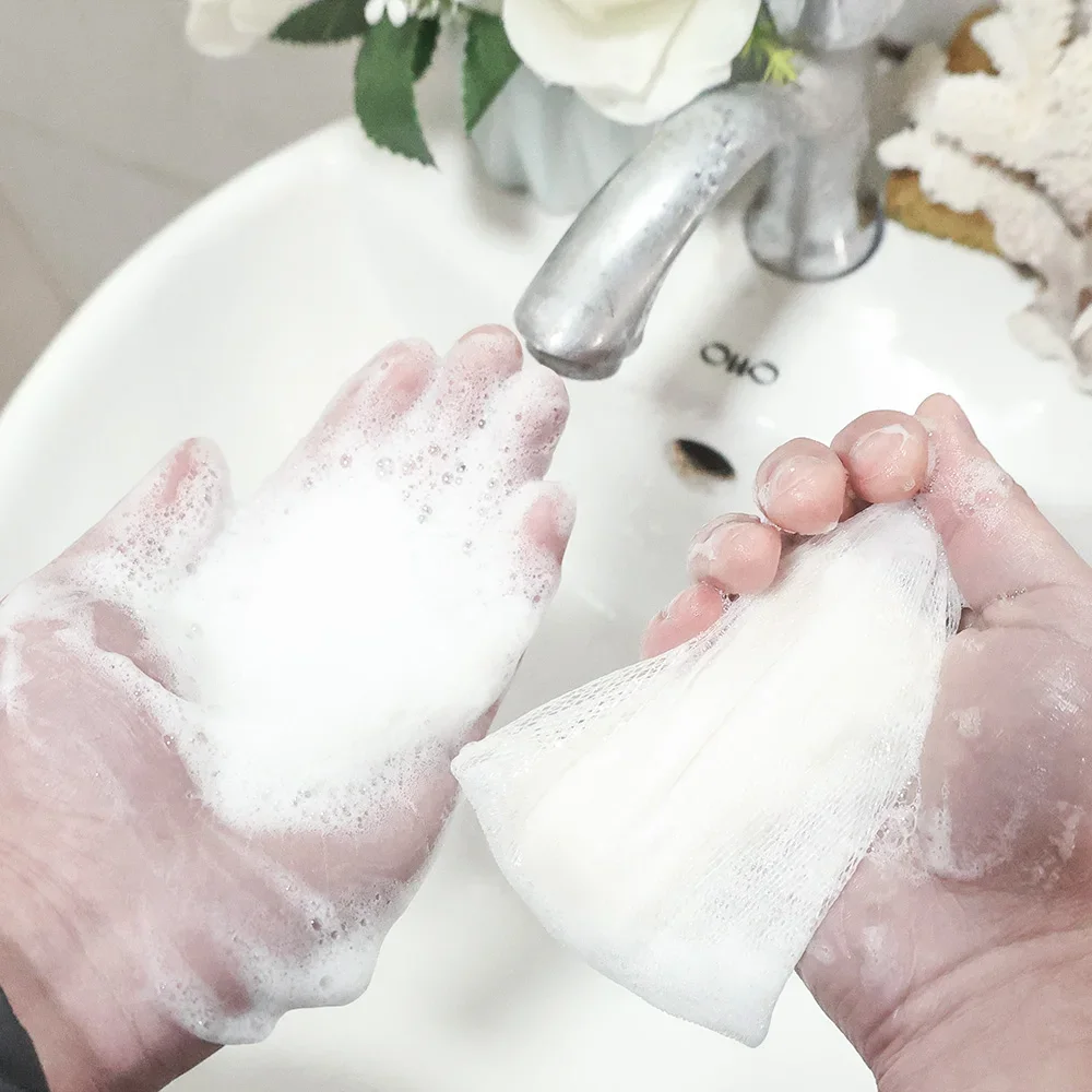 Mesh Foaming Soap Bags Facial Cleanser Foam Bag Drawstring Shower Bubble Foam Net Bath Body Washing Household Cleaning Supplies soap bags