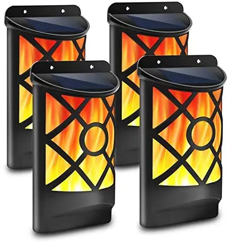 

Solar Flame Lights Outdoor Wall Lamp Waterproof Dark Sensor Auto on Daytime Off for Garden Pathway Patio Deck Yard