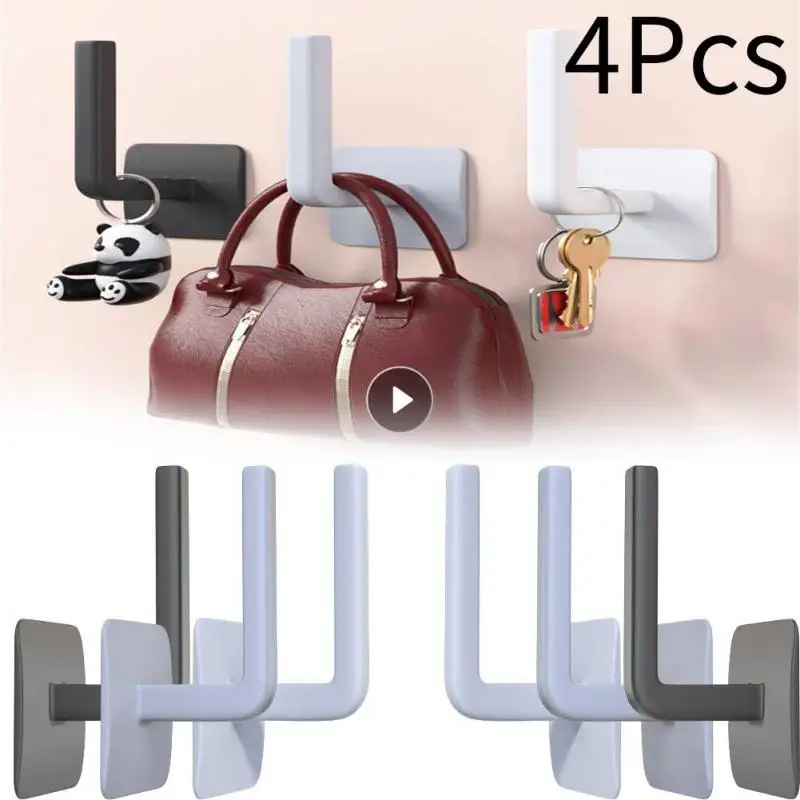 

4Pcs Hook Rack Holder Multi-Functional Kitchen Organizer Self-adhesive Cabinet Cupboard Paper Roll Towel Holder Tissue Hanger fo