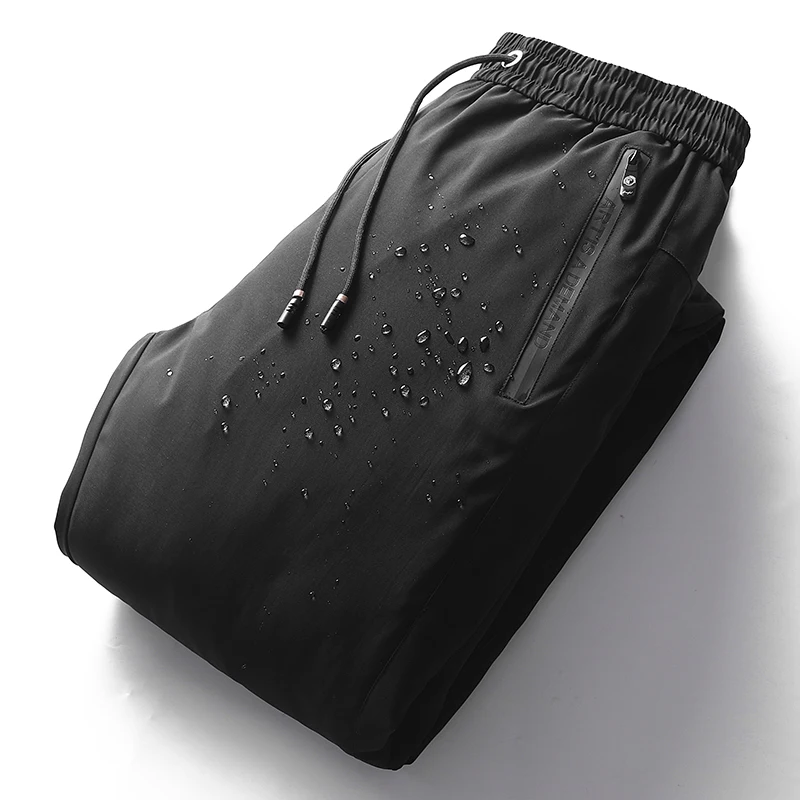 Autumn And Winter New Men's Solid Color Drawstring Pants Outdoor Fitness Jogging Pants Thickened Big Yards Down