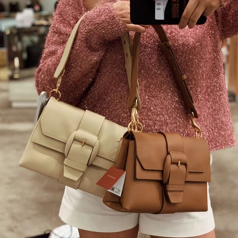 

Oroton Frida Buckle Matte Genuine Leather Wome Shoulder Messenger Bag Solid Color Cross Body Bag WomanTote Handbags Dropshipping