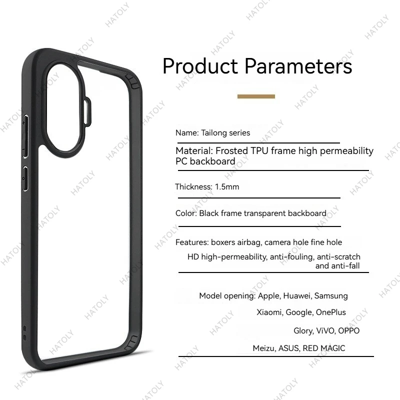 Transparent Black Frame Anti-Shockproof TPU Case for Xiaomi Poco F7 Series