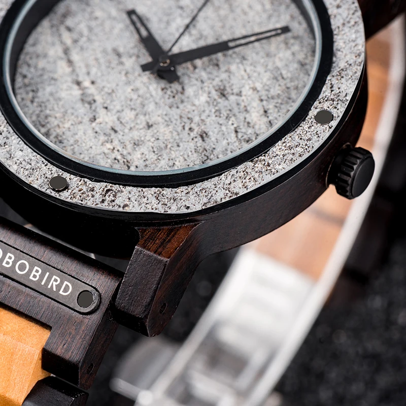 BOBO BIRD Stone Watch for Men Relogio Masculino 2022 New Men’s Wooden Band Wristwatches Personalized Christmas Gift Dropshipping 3