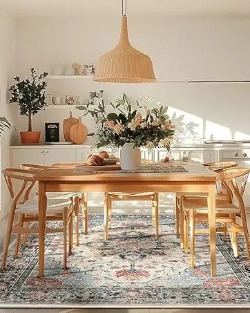VIKAMA Flannel Boho Texture Living Room Cushion Desk Bedside Rug Indoor Carpet Door Mat Large Floor Mat Home Decor Easy Care