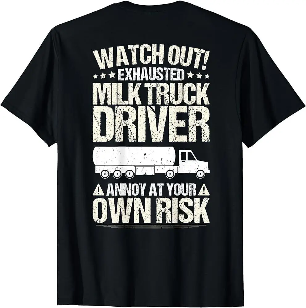 Milk Hauler Dairy Cow Proprio Rischio Milk Truck Driver T-Shirt Maniche Lunghe O Corte