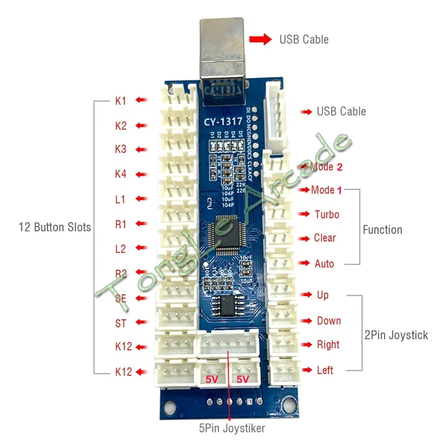 Kit DIY Arcade SJ@JX - Encoder USB Zero Delay, 10 Botones + Joystick, Para PC, PS3, Windows