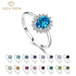 Gica Gema New Colors Gemstone Rings 925 Sterling Silver 7*9 Mm Flower Unique Design Romantic Fine Jewelry Fashion Wedding Gifts