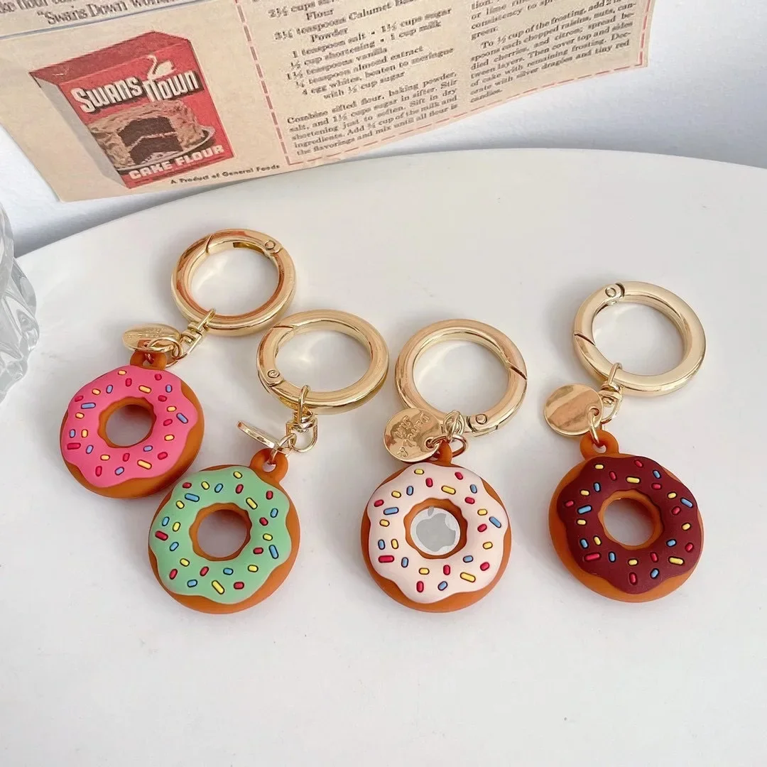 Silicone Keychain Protective Cover Tracker Accessories Shell Anti-scratch Air Tag Cartoon Donut Holder for Apple Airtags