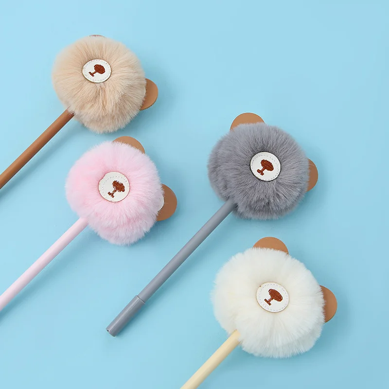 16 Stück Mädchen Plüsch Ball Bär Gel Stift Schule Büro liefert Briefpapier niedlichen kawaii kreative schöne süße Stifte – Detail 5