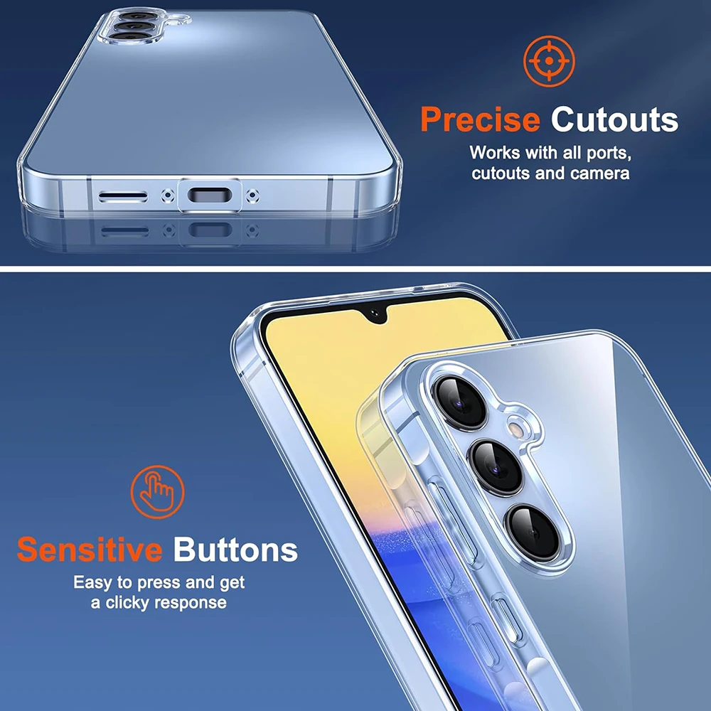Ultratunt, genomskinligt silikonskal för Samsung A55 A35 A15 A25 A54 A14 A34 A53 A13 S24 S23 S21 S20 FE S22 Plus Ultra baksida_voghion.com
