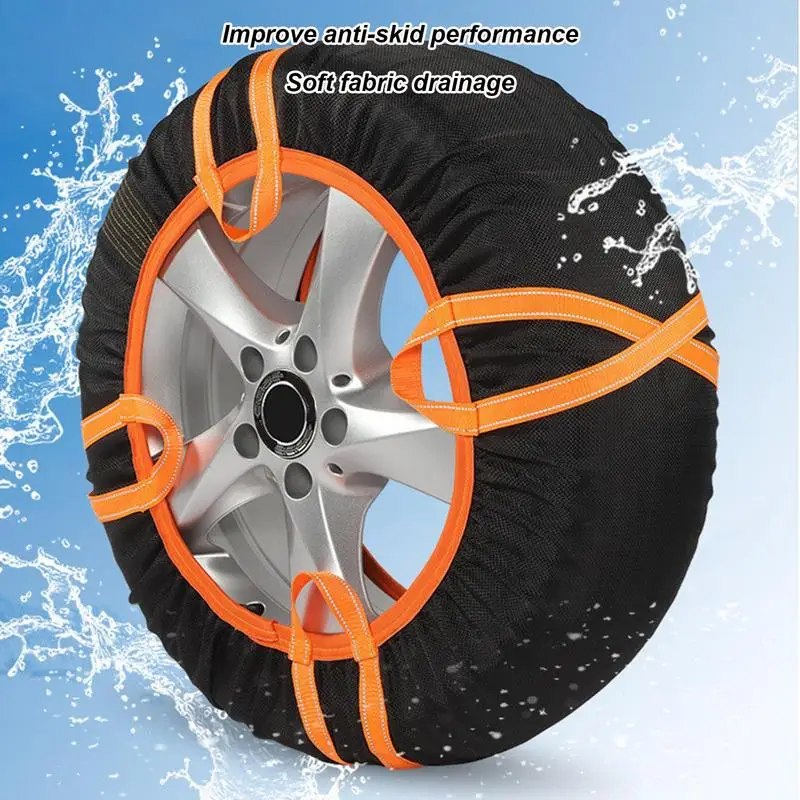 Tire Socks for Snow Auto Tire Anti-Slip Cover Anti-Slip Cover with Reflective Warning Strips for RV SUV Truck Small Car